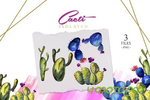 Green and blue cactuses PNG set - 3100483