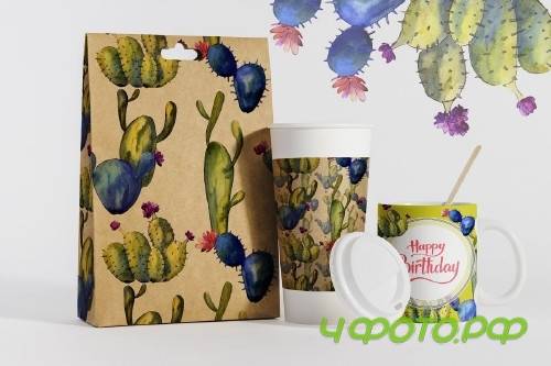 Green and blue cactuses PNG set - 3100483