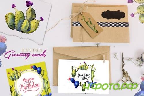 Green and blue cactuses PNG set - 3100483