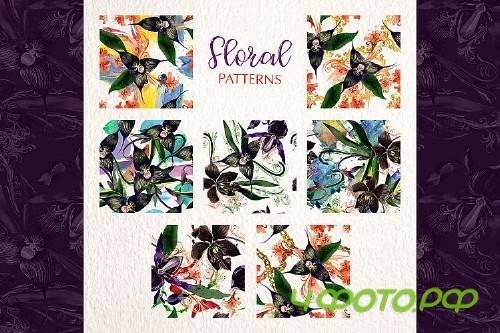 Orchid Black Watercolor Png - 248424