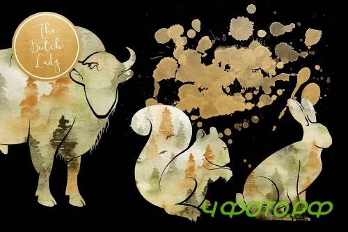 Forest Animal Boho Autumn Clipart - 3729058