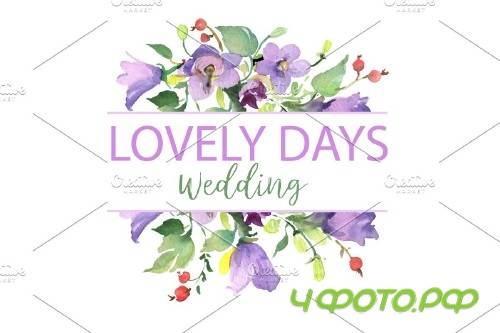 LOGO with red hibiscus and bluebells - 3727810