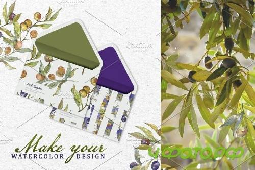Tasty olives watercolor png - 3728330