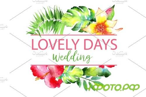 LOGO with bright tropical flowers - 3727605