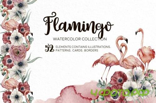 Flamingo. Watercolor collection - 2676681