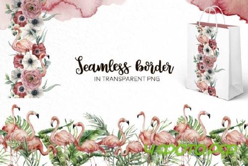 Flamingo. Watercolor collection - 2676681