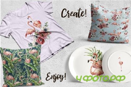 Flamingo. Watercolor collection - 2676681