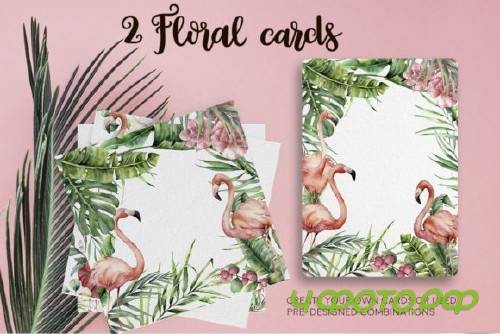 Flamingo. Watercolor collection - 2676681