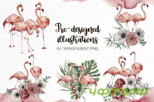 Flamingo. Watercolor collection - 2676681