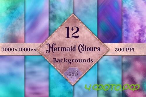Mermaid Colours Backgrounds - 12 Image Textures Set - 252230