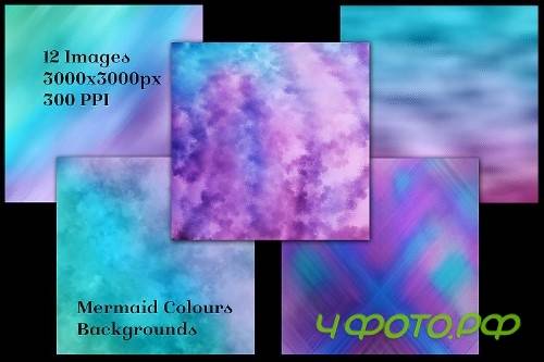 Mermaid Colours Backgrounds - 12 Image Textures Set - 252230