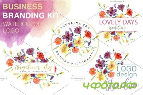 LOGO with wildflowers Watercolor png - 3740736