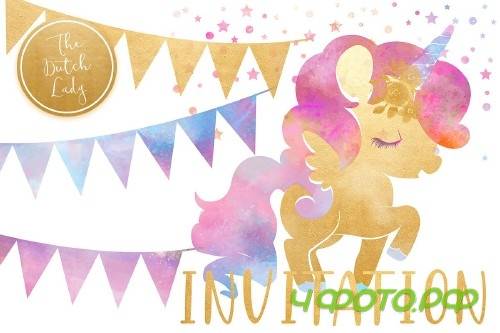 Unicorn Birthday Party Clipart Set - 3739621