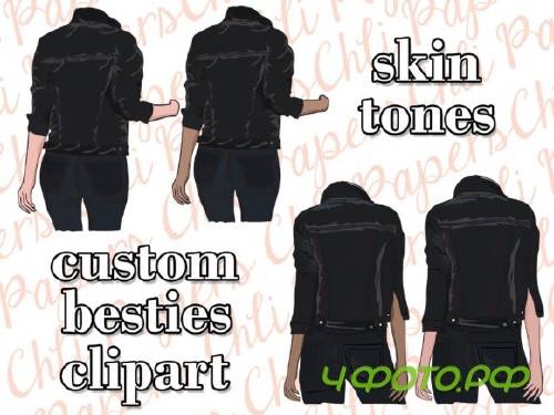 Best Friends Clipart,Custom Besties,Hair