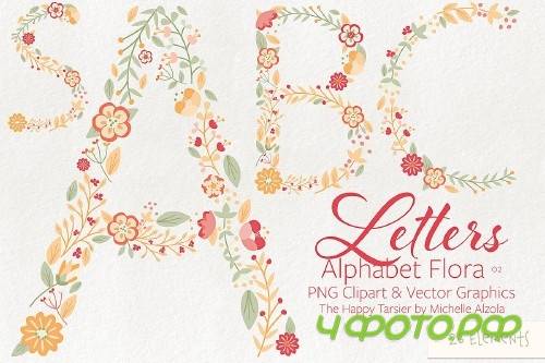 Flora 02 Letters � Orange & Peach