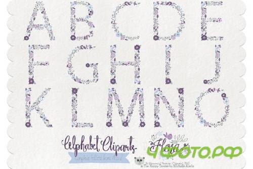 Flora 01 Letters � Purple & Pink