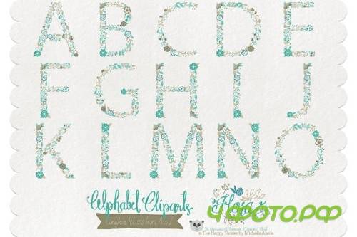 Flora 06 Letters � Teal & Brown