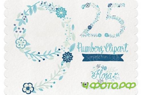 Flora 04 Numbers � Blue & Teal