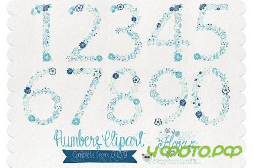 Flora 04 Numbers � Blue & Teal