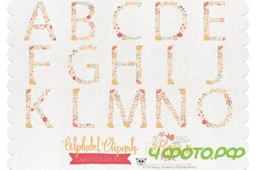 Flora 02 Letters � Orange & Peach
