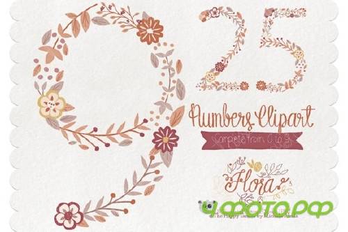 Flora 03 Numbers � Brown & Tan