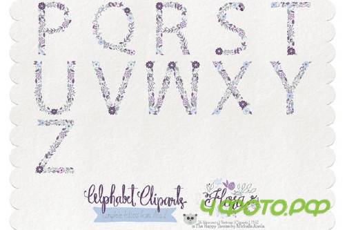 Flora 01 Letters � Purple & Pink