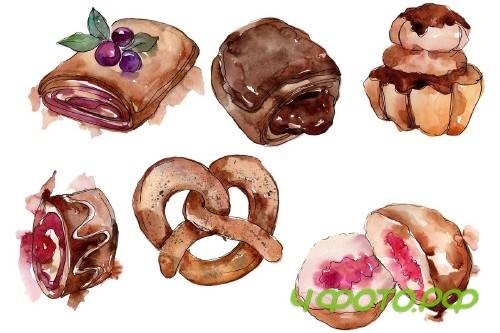 Dessert berry joy watercolor png - 3746105