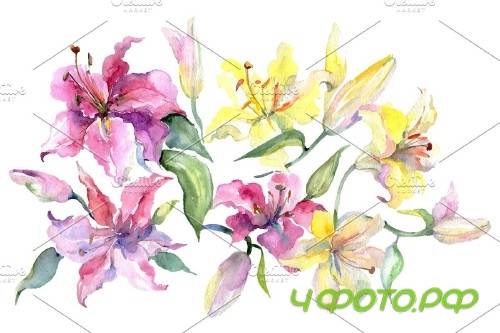 Bouquet with lilies pink and Yellow - 3753882
