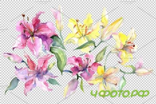 Bouquet with lilies pink and Yellow - 3753882