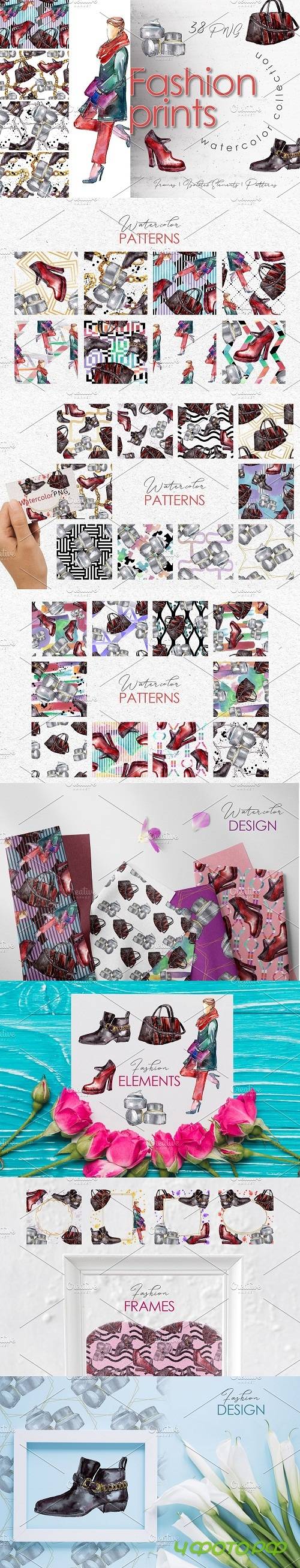 Fashion prints Watercolor png - 3758543