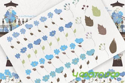 Cosmos 02 - Blue Flower Clipart & Vector