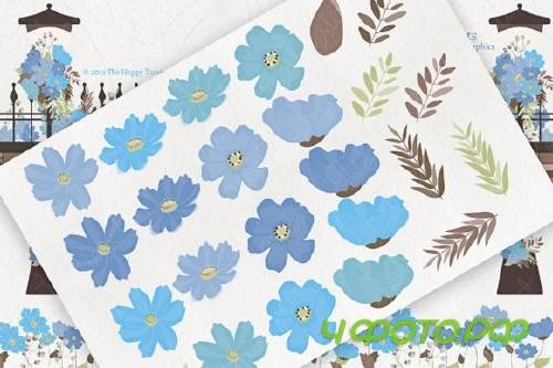 Cosmos 02 - Blue Flower Clipart & Vector