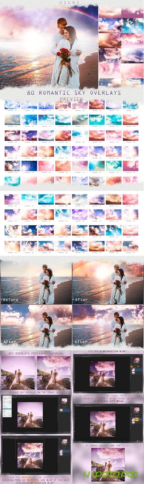 80 Romantic Sky Overlays, Pastel sky, sky overlay textures 256194