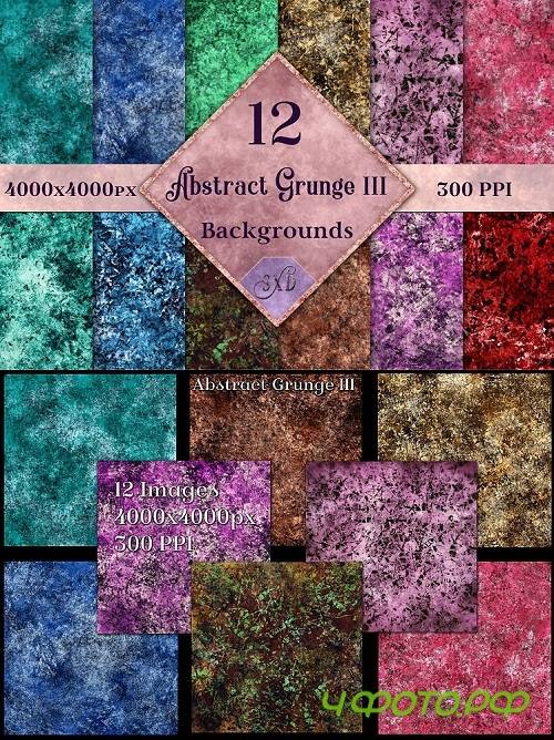 Abstract Grunge III Backgrounds - 12 Image Textures Set - 257359