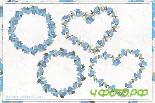 Cosmos 02 Wreaths - Blue Flower Clipart