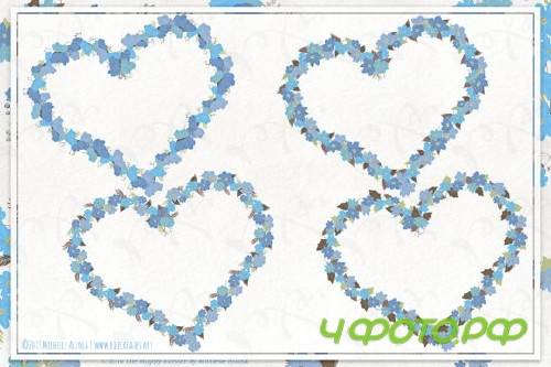 Cosmos 02 Wreaths - Blue Flower Clipart
