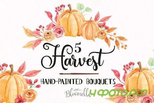 Pumpkin Clipart Bouquets Watercolor - 2644534