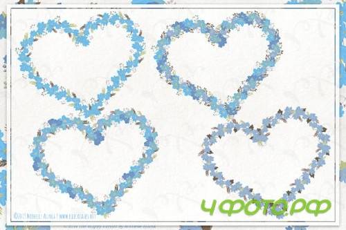 Cosmos 02 Wreaths - Blue Flower Clipart