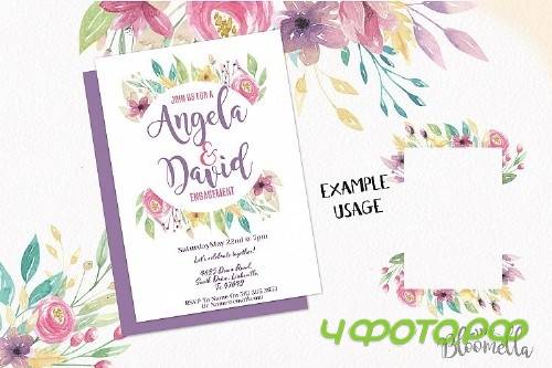 Sweet Shop Frames Watercolor Purple Pretty Clipart Border Flowers Florals - 100597