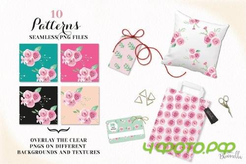 Pink Rose Watercolor Patterns Floral - 2639084