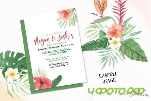 Watercolor Tropical Elements Set - 2485564