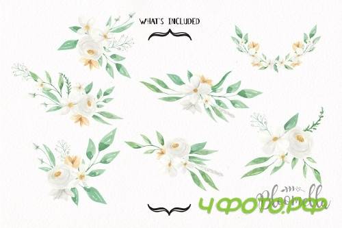 White Floral Bouquet Flower Set - 2639541