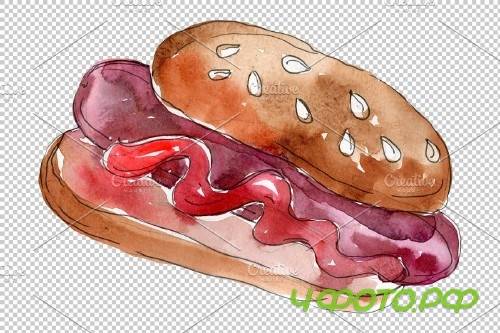 Watercolor Hot-Dog PNG - 3807976