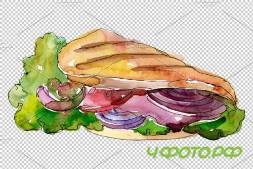 Sandwich Muffuletta watercolor png - 3808077