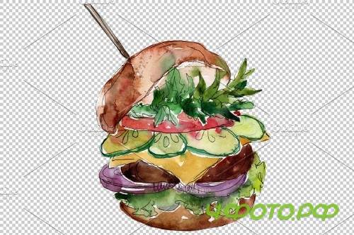 City Hamburger Watercolor png - 3807920