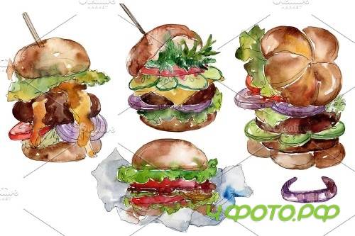 City Hamburger Watercolor png - 3807920