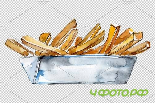 French fries Watercolor PNG - 3807133