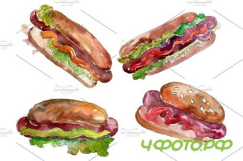 Watercolor Hot-Dog PNG - 3807976