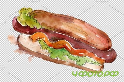 Watercolor Hot-Dog PNG - 3807976