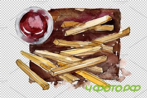 Watercolor French fries PNG - 3807929